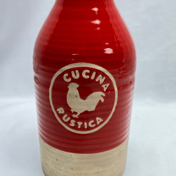 Sur la Table Cucina Rustica Handcrafted Stoneware Olive Oil Cruet Red - Picture 1 of 6